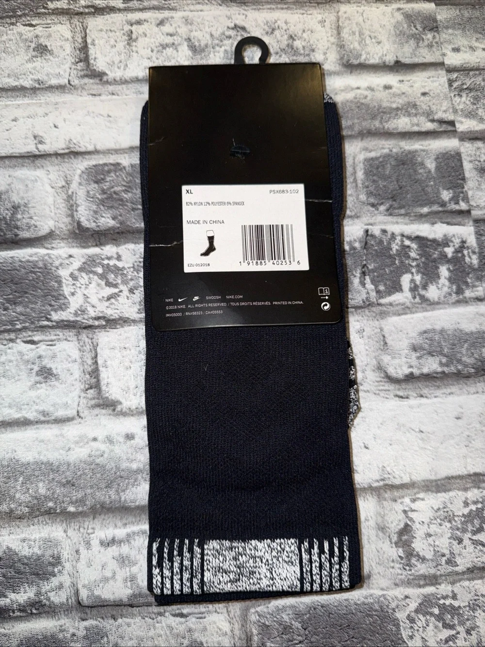 Nike Air Jordan Black White Crew Socks PSX683-102 Size XL (US Men's 12-15)